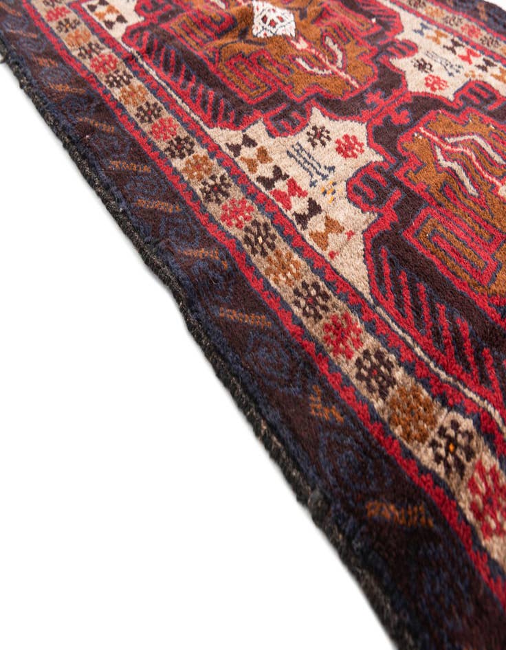 Detail image of 3' x 4' 6  Hand Knotted Balouch Persian Wool Rug