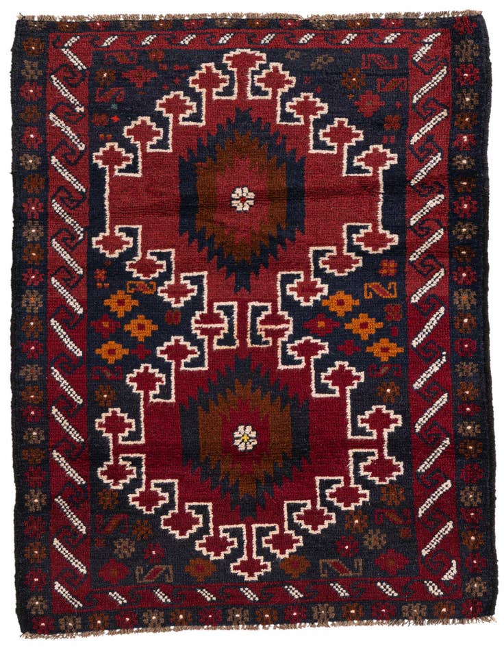 Detail image of 2' 10 x 4' 7 Hand Knotted Balouch Persian Wool Rug