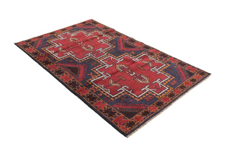 Detail image of 2' 10 x 4' 5 Hand Knotted Balouch Persian Wool Rug