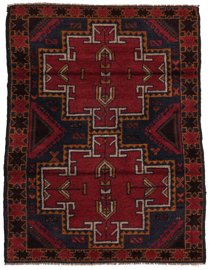 Detail image of 2' 10 x 4' 5 Hand Knotted Balouch Persian Wool Rug