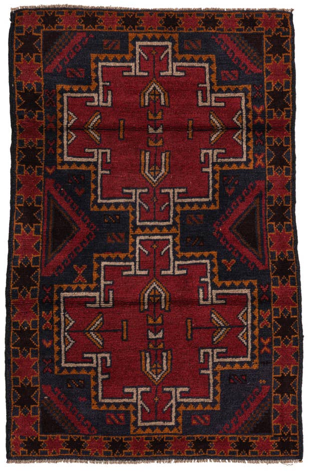 Detail image of 2' 10 x 4' 5 Hand Knotted Balouch Persian Wool Rug