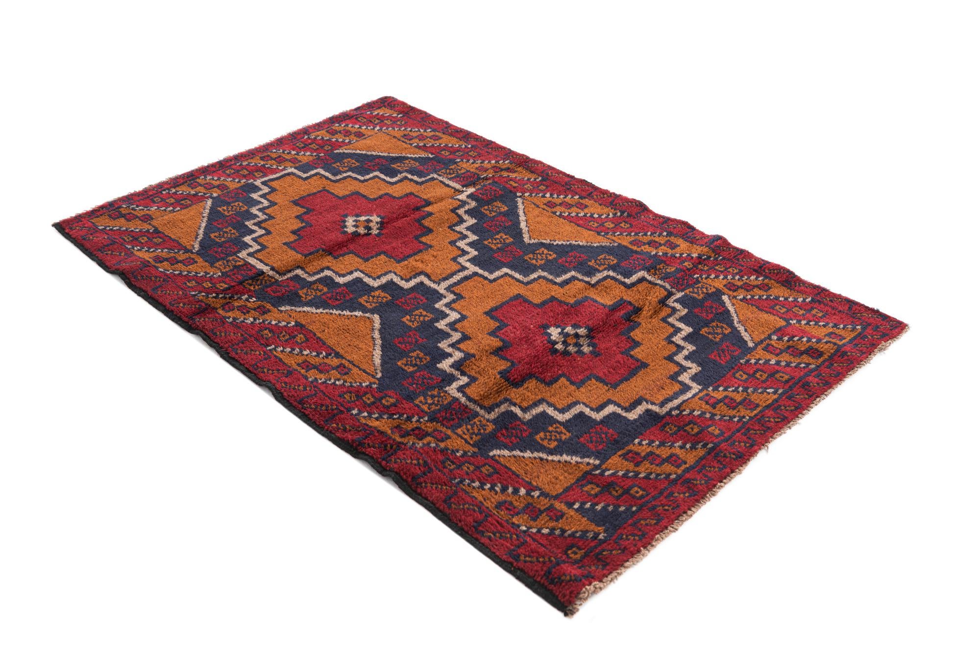 3' x 4' 7 Hand Knotted Balouch Persian Wool Rug