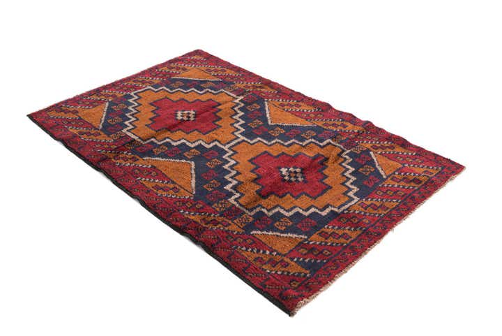 3' x 4' 7 Hand Knotted Balouch Persian Wool Rug