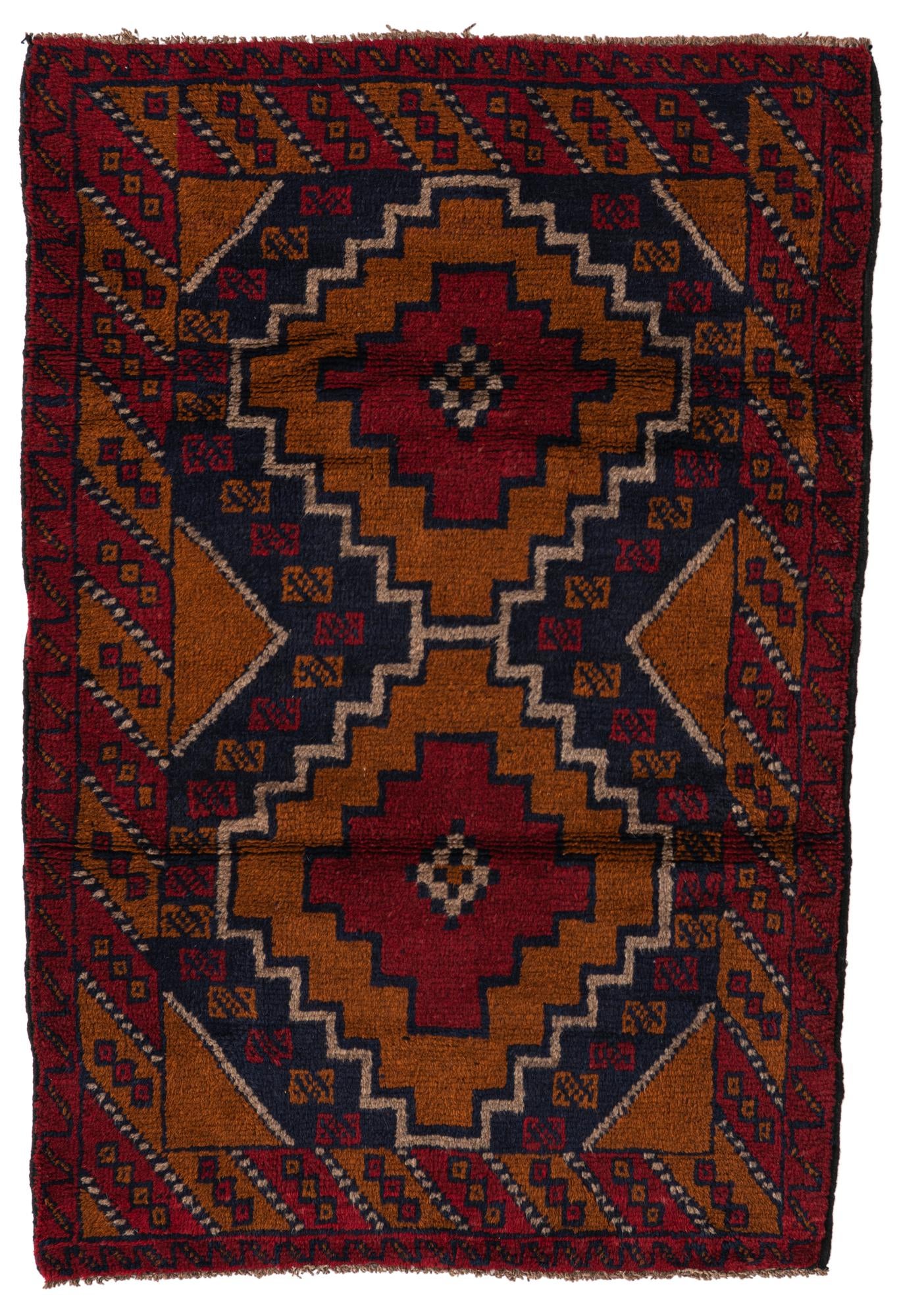 3' x 4' 7 Hand Knotted Balouch Persian Wool Rug