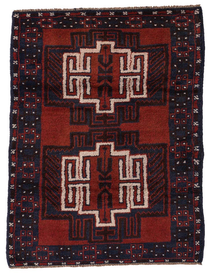 Detail image of 2' 10 x 4' 6 Hand Knotted Balouch Persian Wool Rug