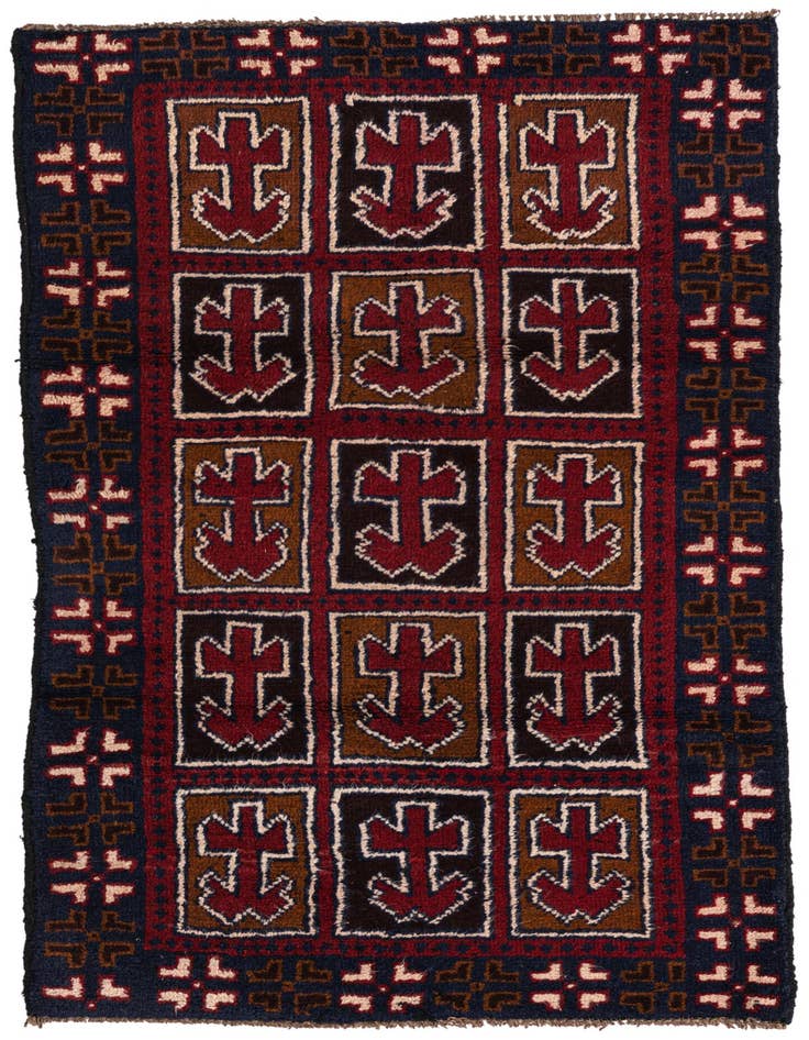 Detail image of 2' 10 x 4' 8 Hand Knotted Balouch Persian Wool Rug