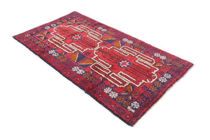 Detail image of 2' 8 x 4' 10 Hand Knotted Balouch Persian Wool Rug