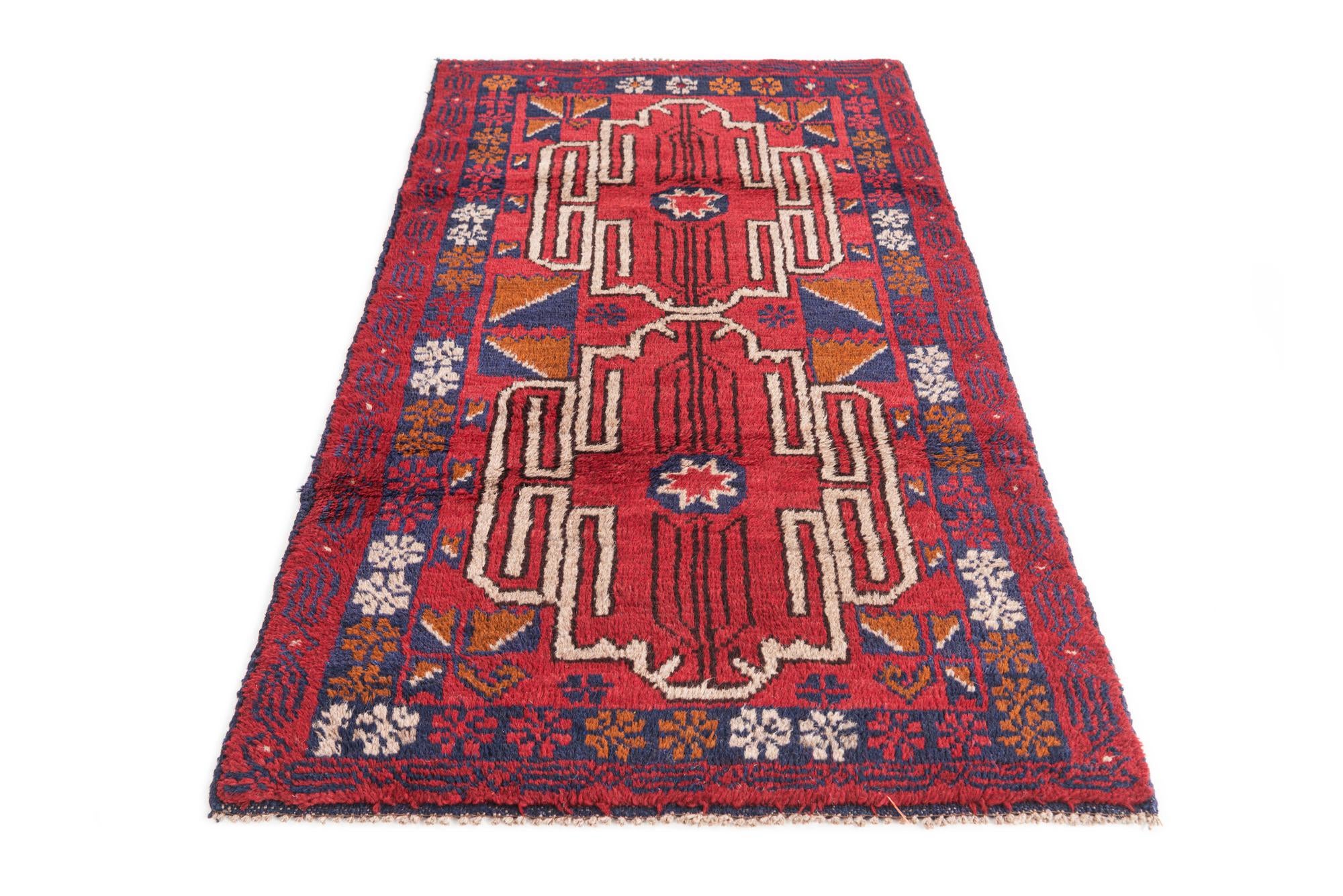 80cm x 145cm anudado a mano Balouch Alfombra Persa Lana