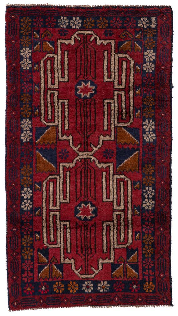 80cm x 145cm anudado a mano Balouch Alfombra Persa Lana