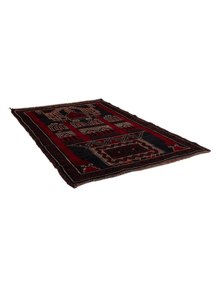 Detail image of 3' x 4' 9 Hand Knotted Balouch Persian Wool Rug