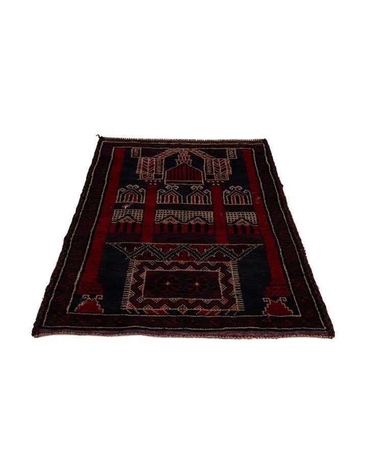 3' x 4' 9 Hand Knotted Balouch Persian Wool Rug