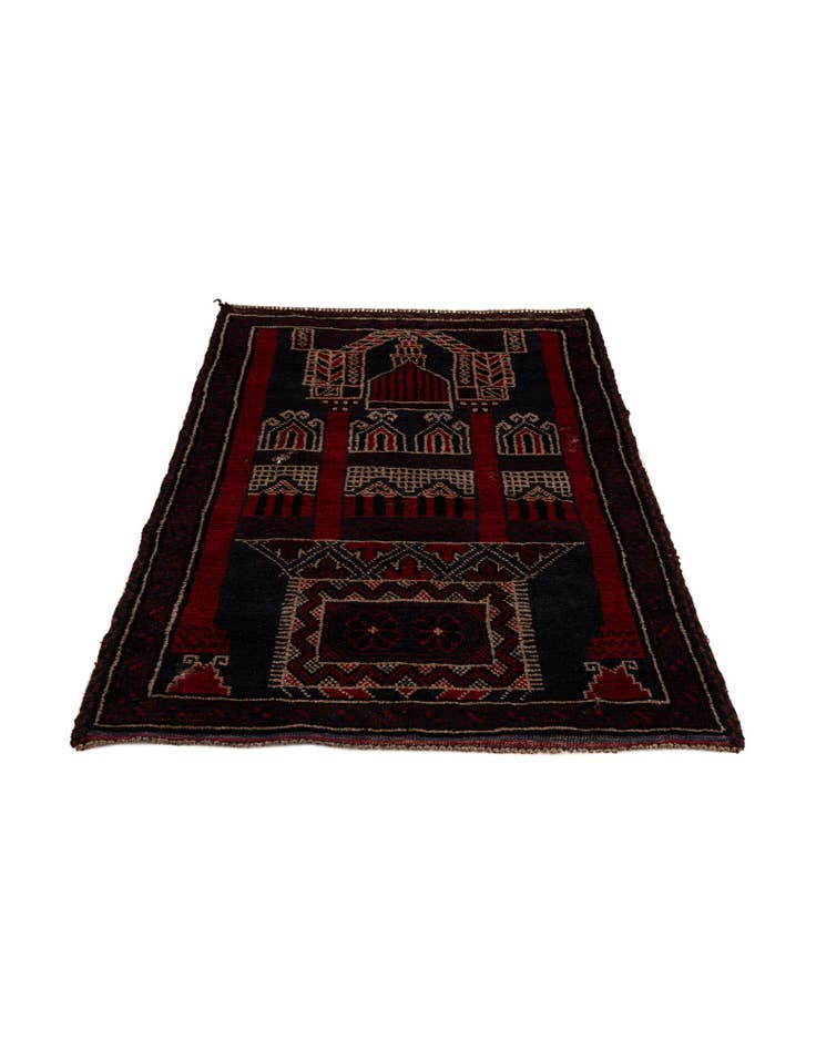 Detail image of 3' x 4' 9 Hand Knotted Balouch Persian Wool Rug