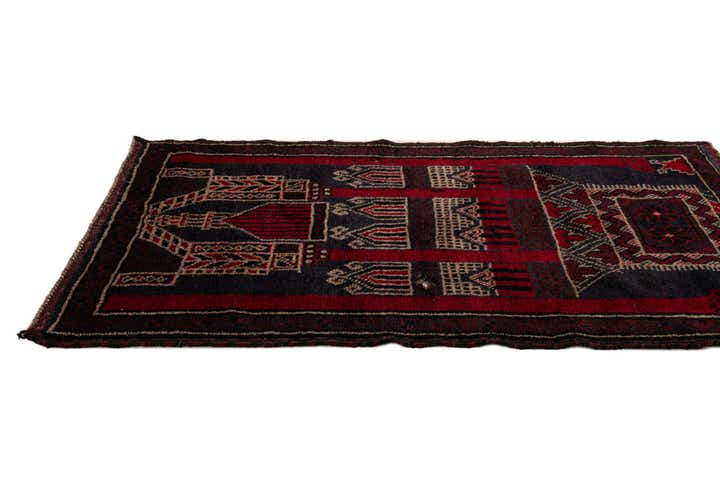 3' x 4' 9 Hand Knotted Balouch Persian Wool Rug