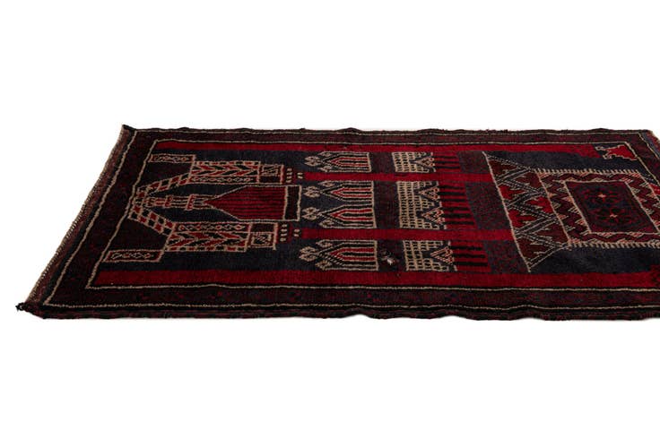 Detail image of 3' x 4' 9 Hand Knotted Balouch Persian Wool Rug