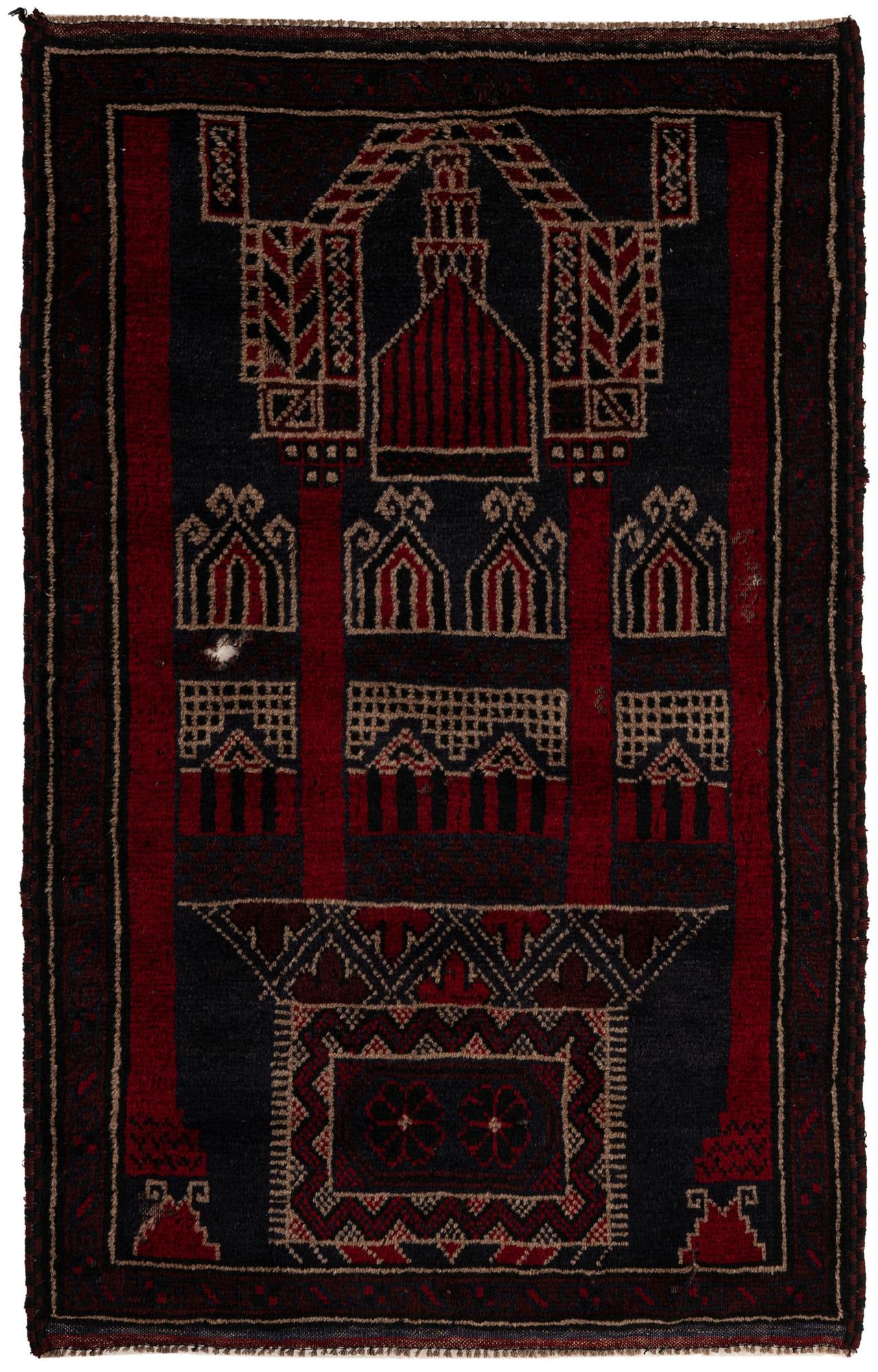 3' x 4' 9 Hand Knotted Balouch Persian Wool Rug