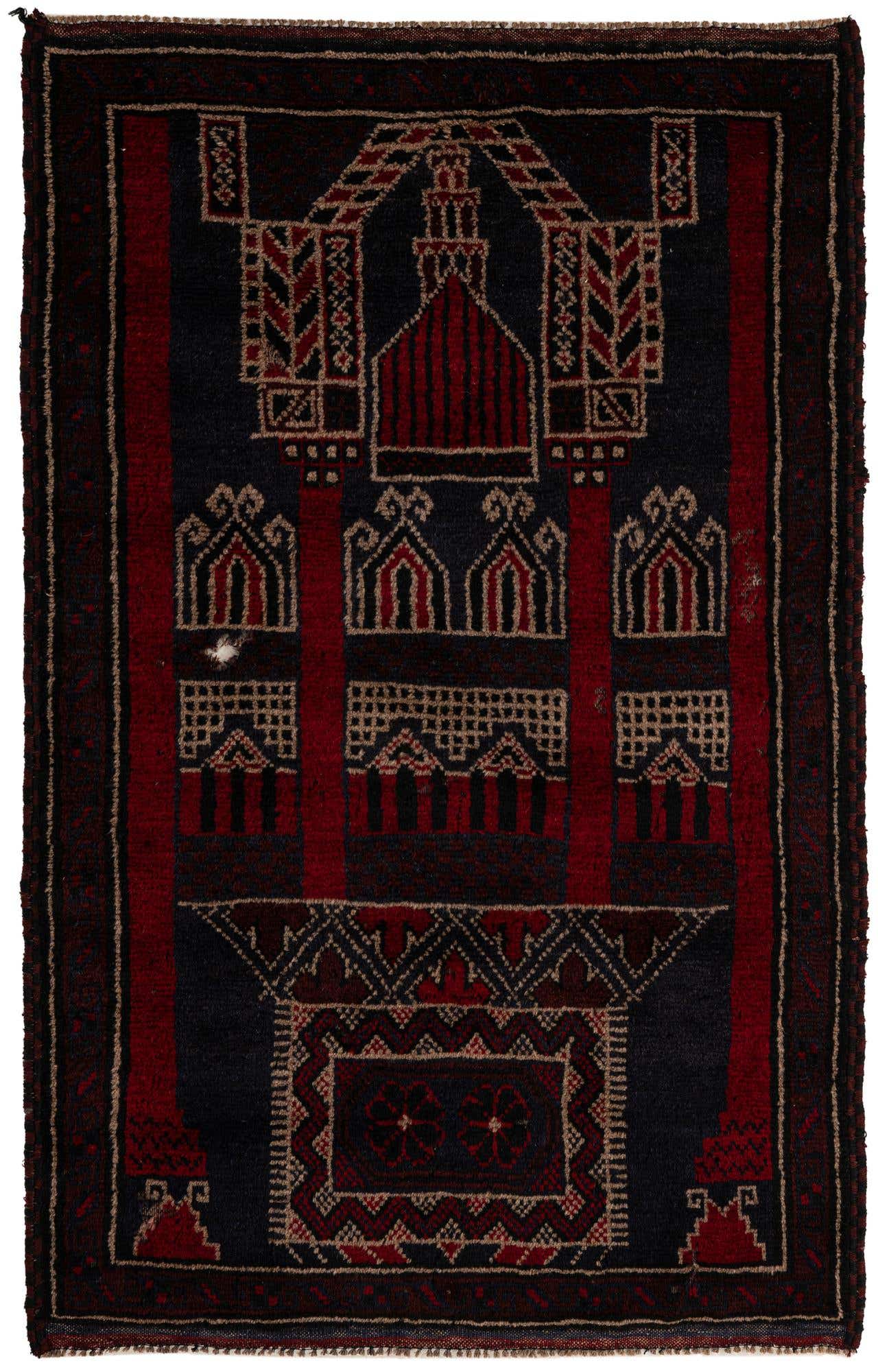 3' x 4' 9 Hand Knotted Balouch Persian Wool Rug