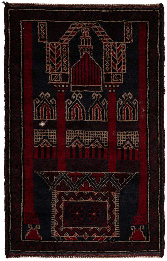 3' x 4' 9 Hand Knotted Balouch Persian Wool Rug
