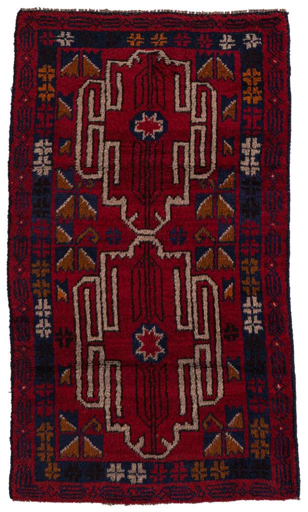 2' 9 x 4' 9 Hand Knotted Balouch Persian Wool Rug