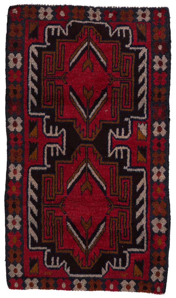 2' 9 x 4' 9 Hand Knotted Balouch Persian Wool Rug