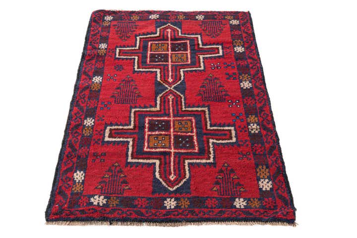 2' 11 x 4' 9 Hand Knotted Balouch Persian Wool Rug