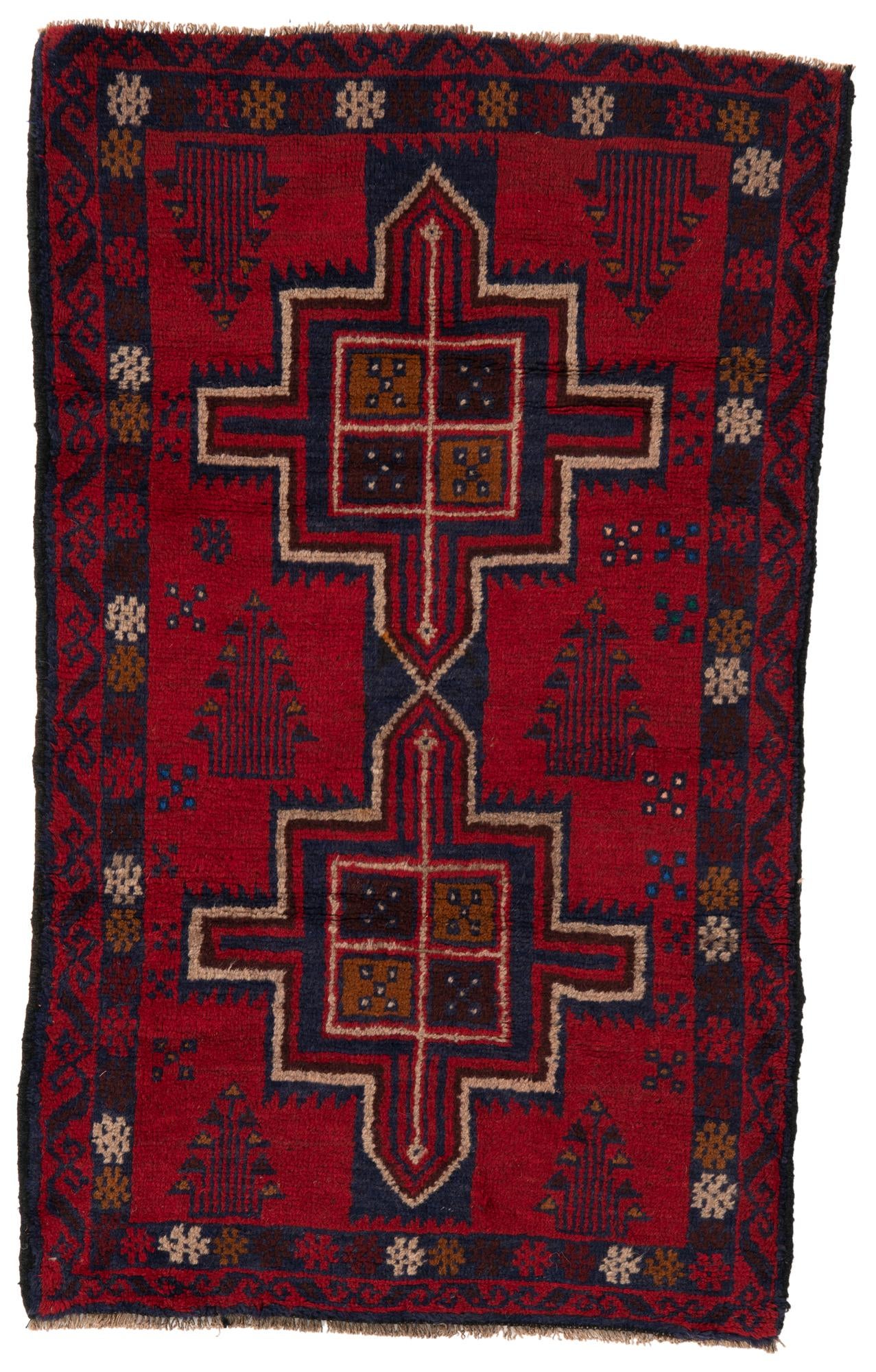 2' 11 x 4' 9 Hand Knotted Balouch Persian Wool Rug