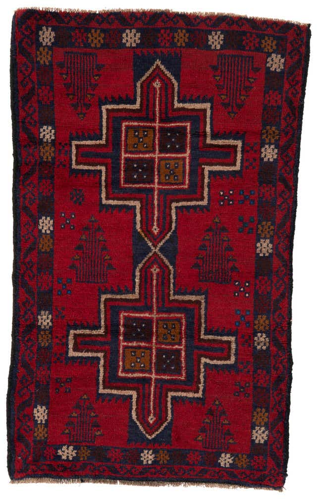 2' 11 x 4' 9 Hand Knotted Balouch Persian Wool Rug