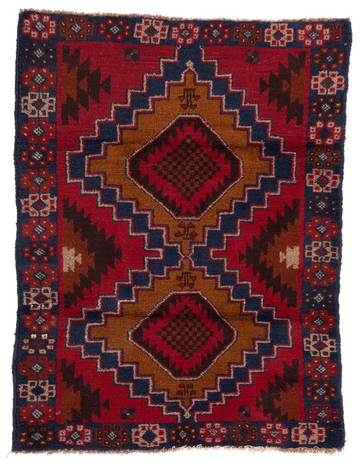 Detail image of 2' 10 x 4' 10 Hand Knotted Balouch Persian Wool Rug