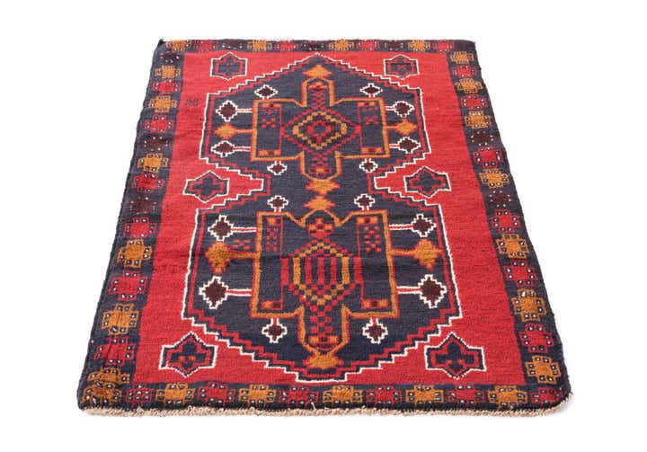 3' x 4' 9 Hand Knotted Balouch Persian Wool Rug