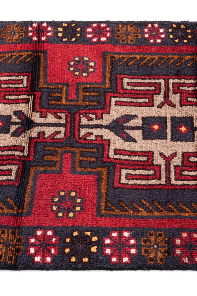 Detail image of 2' 10 x 4' 7 Hand Knotted Balouch Persian Wool Rug