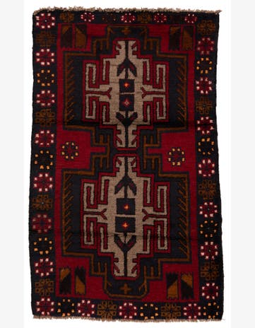 2' 10 x 4' 7 Hand Knotted Balouch Persian Wool Rug