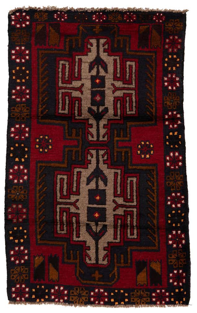 2' 10 x 4' 7 Hand Knotted Balouch Persian Wool Rug