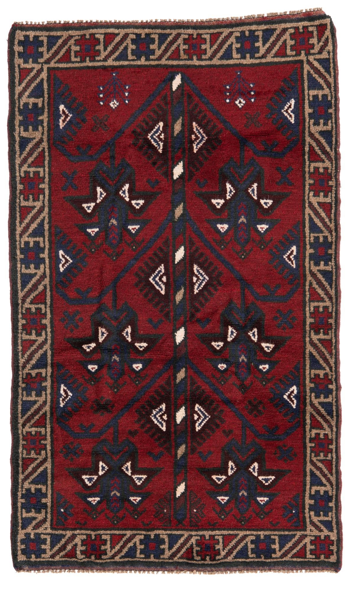 2' 9 x 4' 8 Hand Knotted Balouch Persian Wool Rug