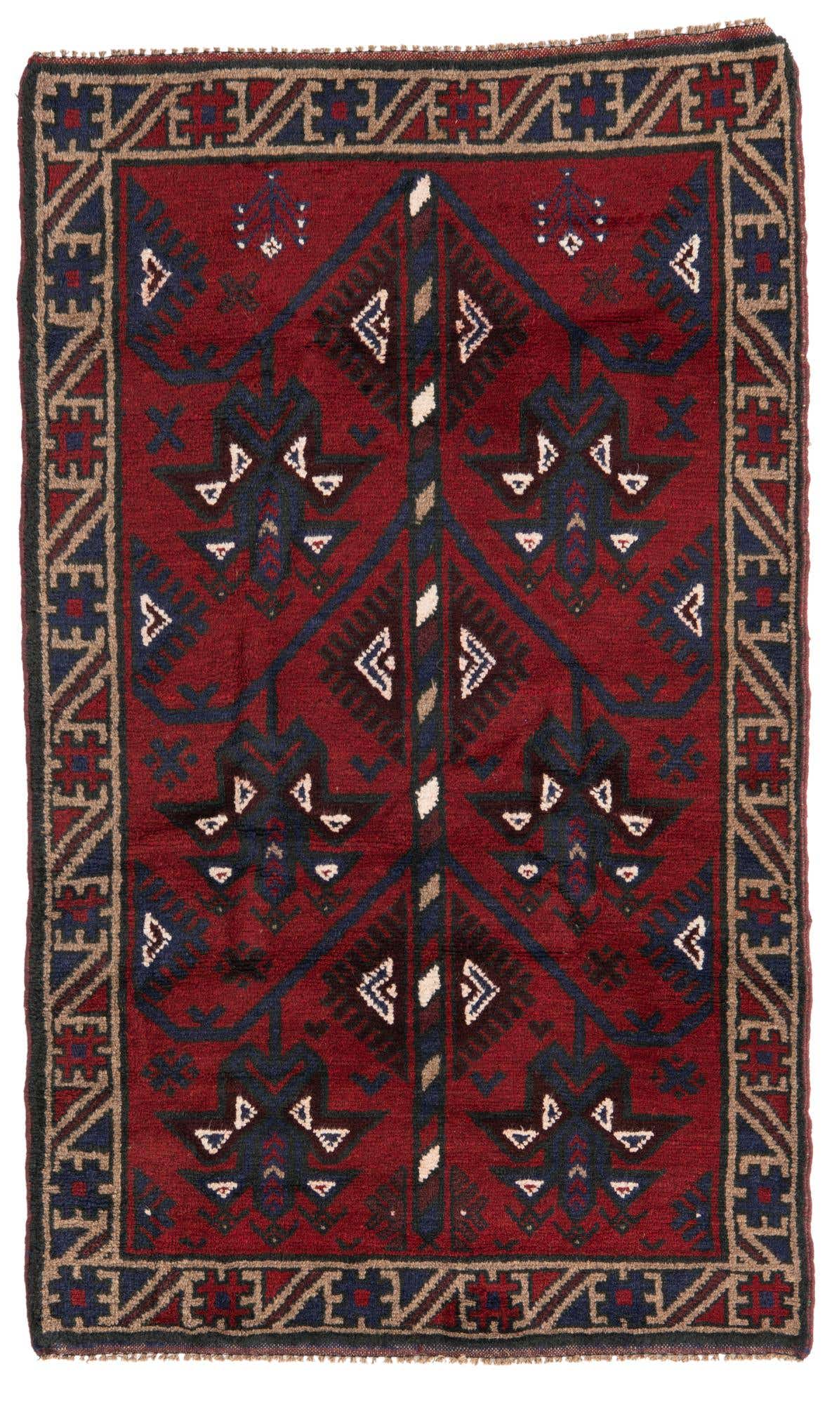 2' 9 x 4' 8 Hand Knotted Balouch Persian Wool Rug