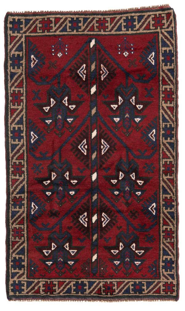 2' 9 x 4' 8 Hand Knotted Balouch Persian Wool Rug