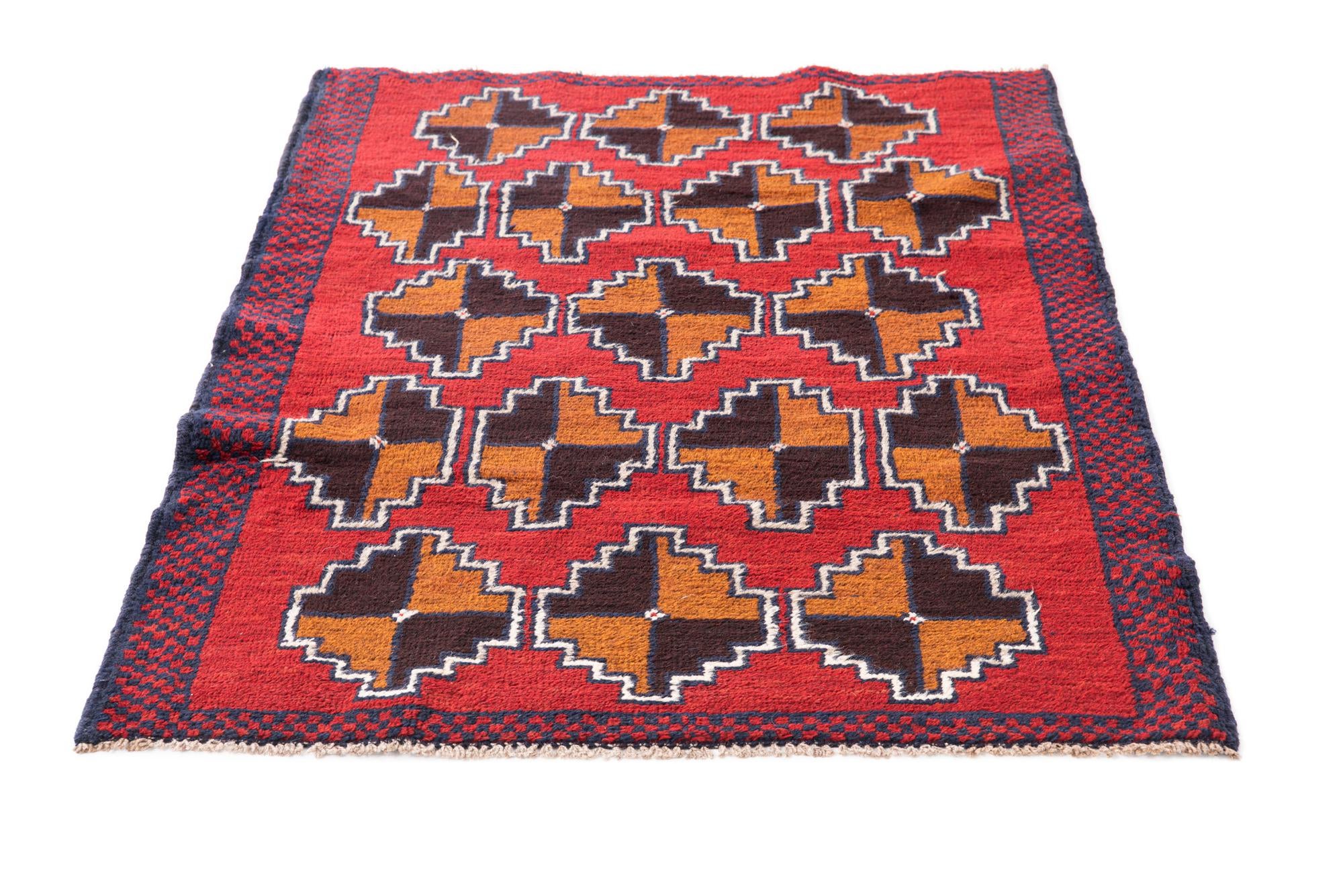 3' x 4' 7 Hand Knotted Balouch Persian Wool Rug