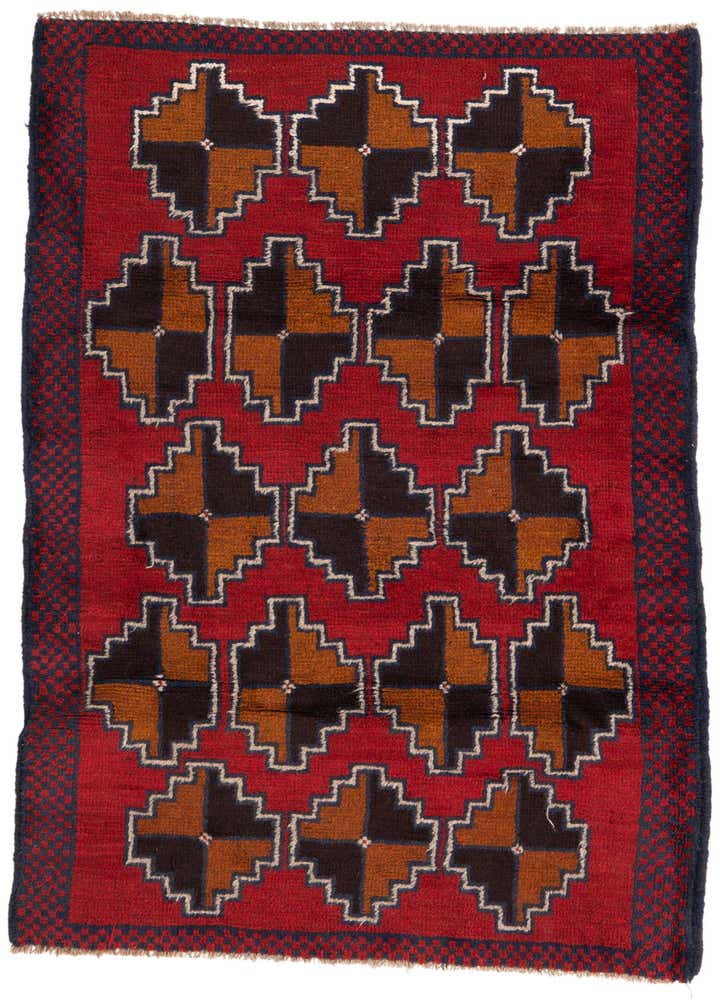 3' x 4' 7 Hand Knotted Balouch Persian Wool Rug