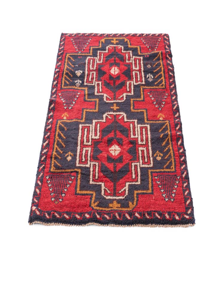 Detail image of 2' 9 x 4' 8  Hand Knotted Balouch Persian Wool Rug