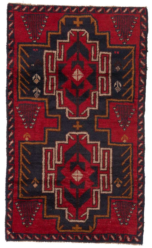 2' 9 x 4' 8 Hand Knotted Balouch Persian Wool Rug