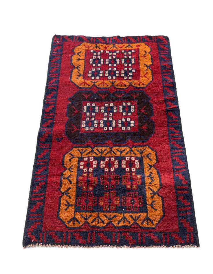 Detail image of 2' 10 x 4' 5  Hand Knotted Balouch Persian Wool Rug