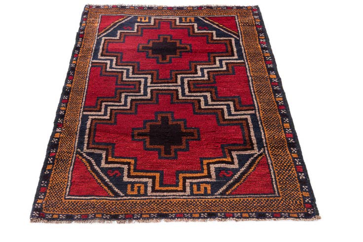 Detail image of 2' 10 x 4' 6 Hand Knotted Balouch Persian Wool Rug