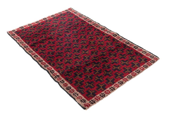 Detail image of 2' 10 x 4' 7 Hand Knotted Balouch Persian Wool Rug