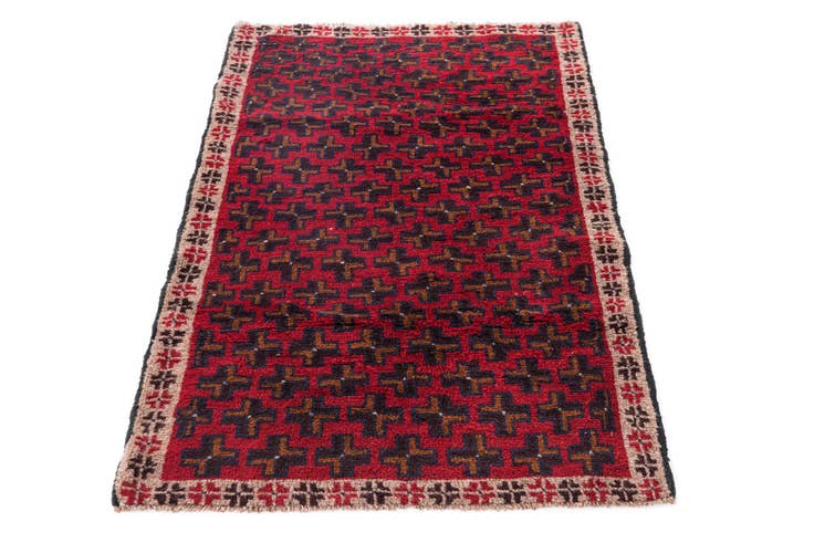 Detail image of 2' 10 x 4' 7 Hand Knotted Balouch Persian Wool Rug