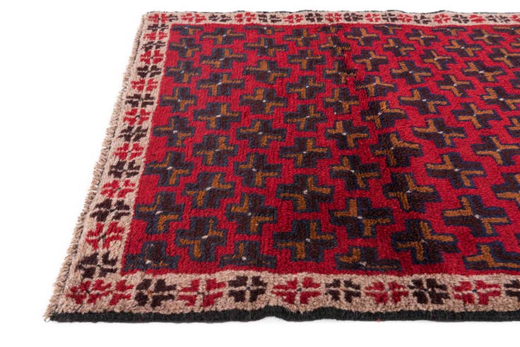 Detail image of 2' 10 x 4' 7 Hand Knotted Balouch Persian Wool Rug