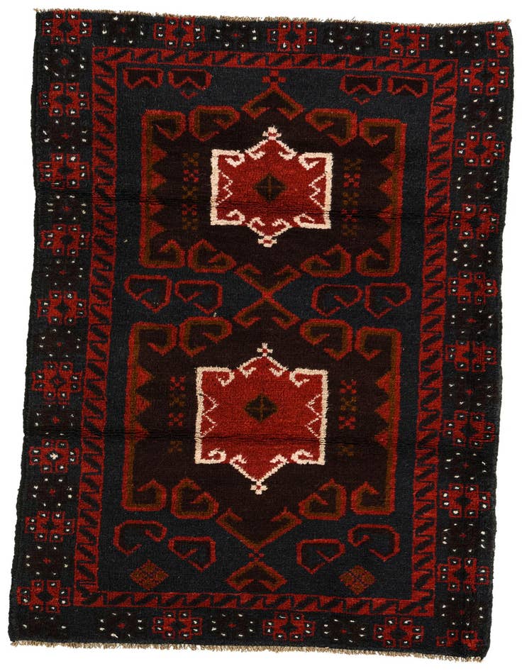 Detail image of 2' 10 x 4' 9 Hand Knotted Balouch Persian Wool Rug