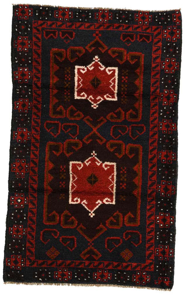 2' 10 x 4' 9 Hand Knotted Balouch Persian Wool Rug