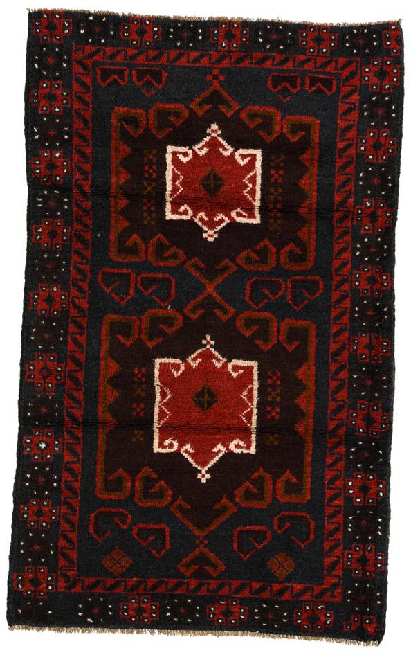 Detail image of 2' 10 x 4' 9 Hand Knotted Balouch Persian Wool Rug