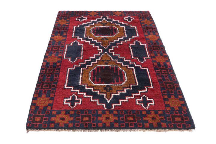 3' x 4' 6 Hand Knotted Balouch Persian Wool Rug