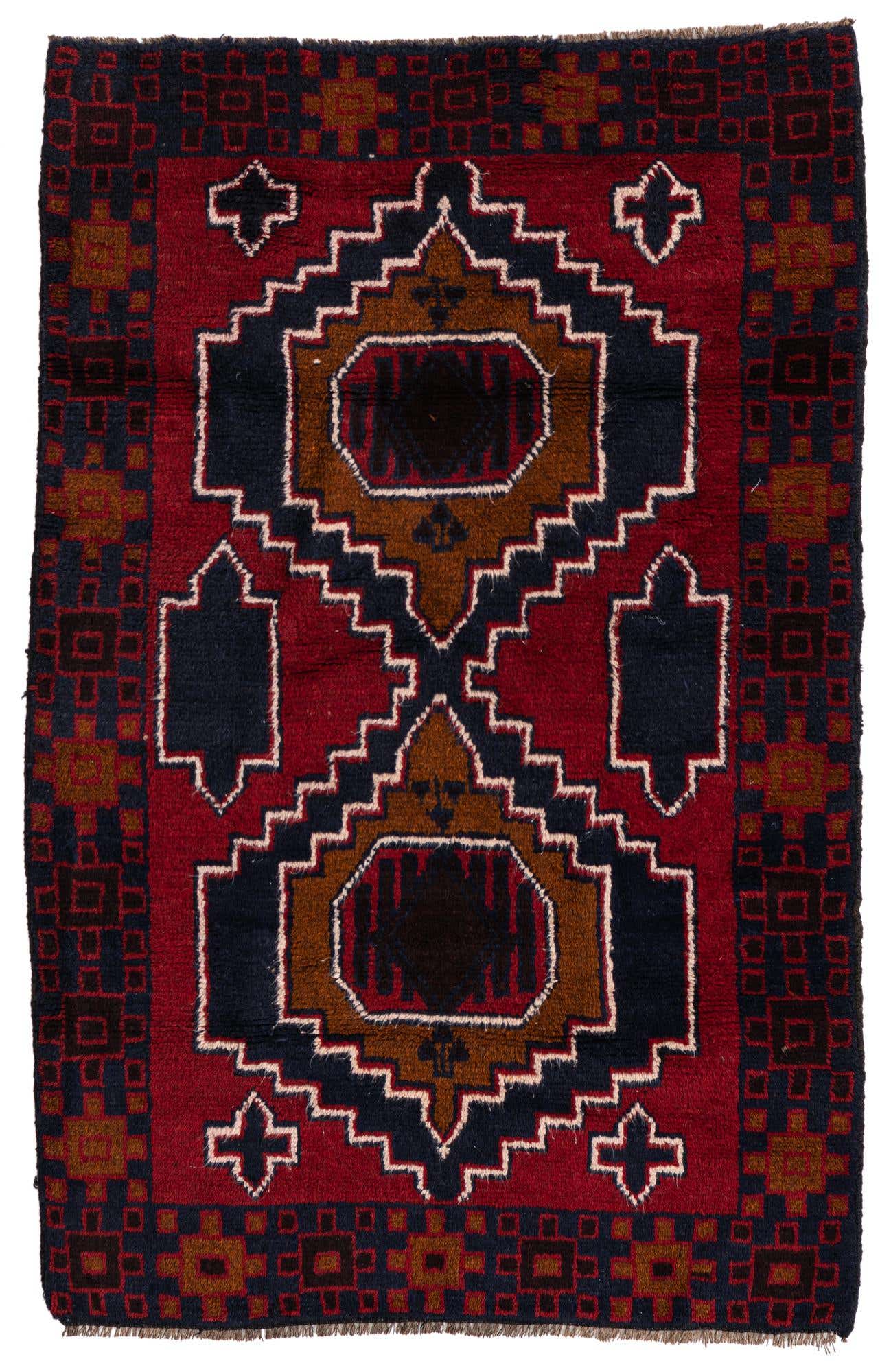 3' x 4' 6 Hand Knotted Balouch Persian Wool Rug