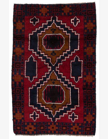 3' x 4' 6 Hand Knotted Balouch Persian Wool Rug