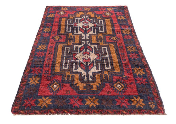 Detail image of 2' 10 x 4' 8 Hand Knotted Balouch Persian Wool Rug